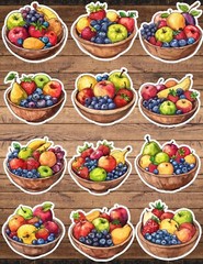 Fruit Bowl Die Cut Vinyl Stickers Set Scrapbooking Laptop WaterBottle