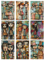 Mixed Media Couples For Card Topper Collage Supply Scrapbook Junk Journal 5 Pgs