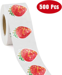 1 X 1.5 Inch, 500 Total Thank You Stickers – Sparkle Pink Strawberry Design