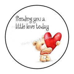 SENDING YOU A LITTLE LOVE TODAY BEAR ENVELOPE SEALS LABELS STICKERS PARTY FAVORS