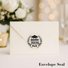 Class of 2026 Clear Graduation Envelope Seals, round Transparent Stickers with B