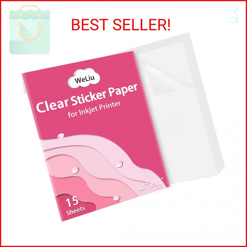WeLiu Printable Transparent Sticker Paper – 8.5″ X 11″ Blank Custom Label Sticke