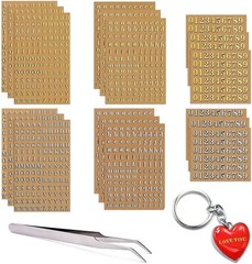 18 Sheets Small Letter Stickers for Resin Mini Gold/Silver Alphabet Number