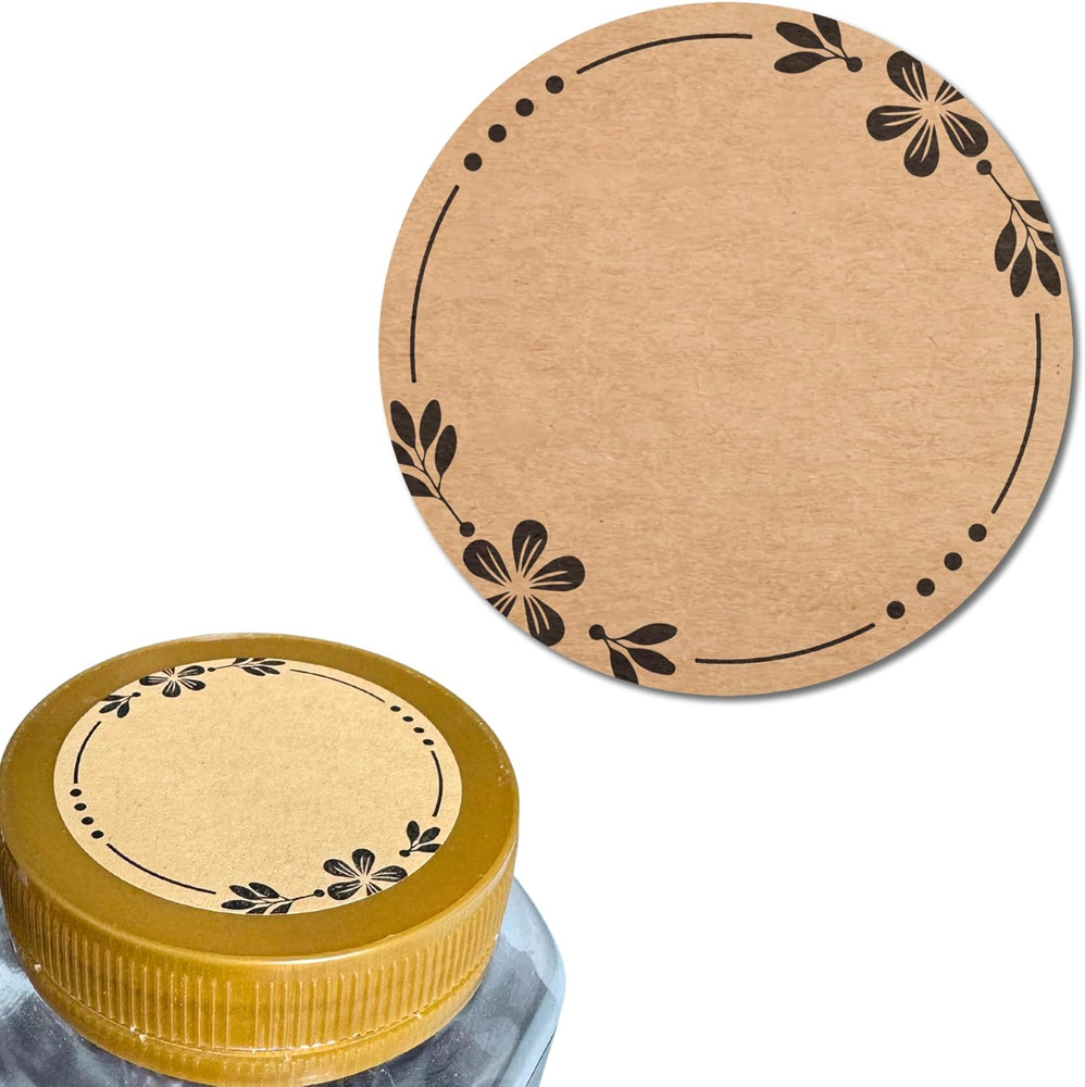 Canning Labels Brown Kraft Stickers 2 Inch Pack of 300 Floral Patterns Write On
