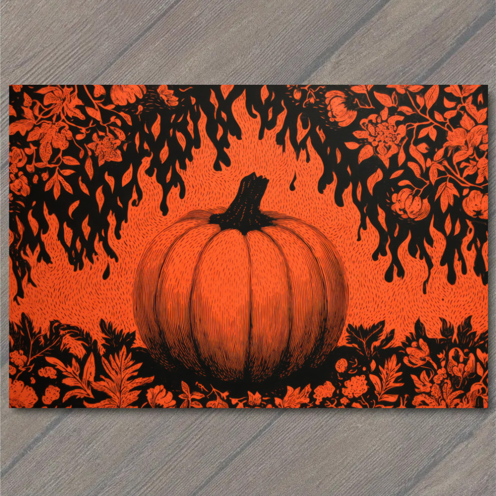 STICKER Spooky Pumpkin Halloween Orange Black Creepy Artwork