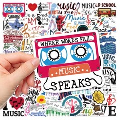 50pcs Love music stickers, Rock Star, Hip Pop,no residue – waterproof, 155