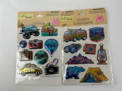 Set Of 2 Crafter’s Square 11 Pop-up camping traveling Stickers scrapbook