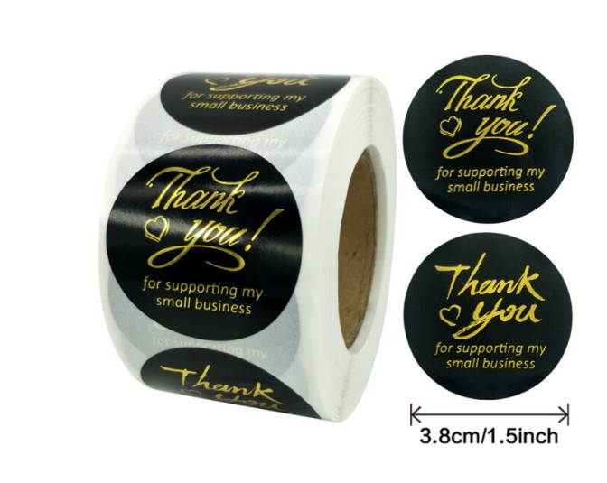 40 THANK YOU STICKERS BLACK GOLD ENVELOPE SEAL LABEL STICKERS 1.5″ FREE SHIPPING