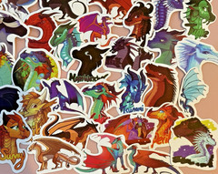 WINGS OF FIRE Stickers/Decals~60 Pieces~Book Series~Comes in Cute Bag~FAST SHIP!
