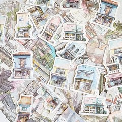 45PCS Asian Building Stickers – Kawaii Stationery Scrapbooking Diary Stickers