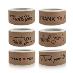 720 PCS 1″ x 3″ Thank You Stickers Rectangle Gift Seal Kraft Paper Thank You