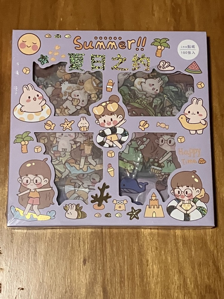 Kawaii Girl SUMMER!! Variety Sticker Pack Colorful Cute Waterproof Fun Activity