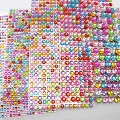 3 Sheet Mixed Color Bling Round Rhinestones Gems Self-Adhesive Sticker Flat Back