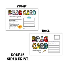 Brag Cards for Students for Teachers 30pk 4×6” Postcard Take Home Notes Send …