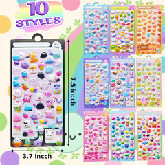 3D Puffy Stickers, 10 Sheets 500+ PCS Mini Kawaii Resin Decorative Stickers for