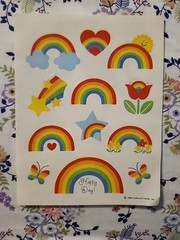 Vintage 1982 Hallmark Stickers Sheet Rainbows Butterfy Flowers Hearts Stars RARE