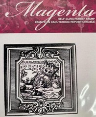 New MAGENTA Rubber Stamp FRAMED KITTY CATS cling free USA ship