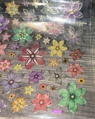 Crafts Stickers Colorful Flowers Gold Trim Multicolor Scrapbook Reading Journal