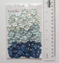 Mini Blue Paper Flowers Scrapbooking Embellishments By Recollections
