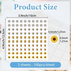 PRESSINART 500Pcs Mini Bee Stickers Bulk Mini Planner Sticker 0.5 Inch Bee Ho…