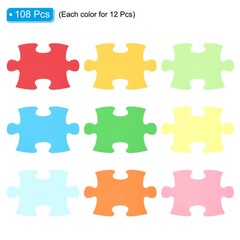 5×6″Cutouts Paper, 108Pcs Puzzle Assorted Color Paper, Multicolor