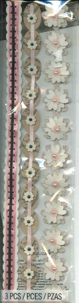 Floral Flowers Ribbon Paper Newsprint Natural Collage Jolee’s Borders