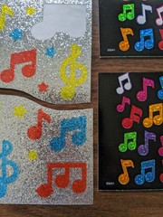 Vintage 80s/90s Lot of Musical Notes Stickers Prismatic Sparkly Faces Reward