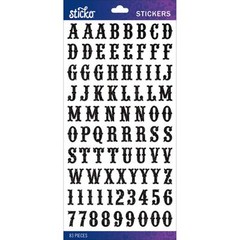 Scrapbooking Crafts Sticko Stickers Alphabet Numbers Black Glitter Carnival