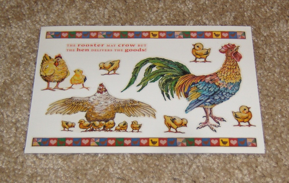 PSX Designs Sticker Sheet ~ Rooster and Chickens