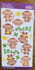 Sticko Dancing Monkey🐒Happy Jungle Animals Zoo Bananas Vines Scrapbook Stickers