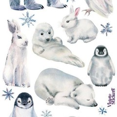 Snow Animal Stickers – Violette Stickers – 1 Winter Sticker Sheet for Crafts