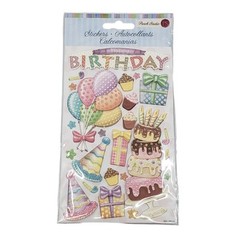 Punch Studios Birthday Party Glitter Dimensional Paper Stickers Scrapbook