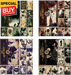 80 Sheets Gothic Scrapbook Paper for Scrapbook Kit, Vintage Ephemera for Junk Jo