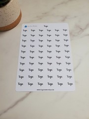 Yoga Text Stickers for Calendars, Planners and Journals