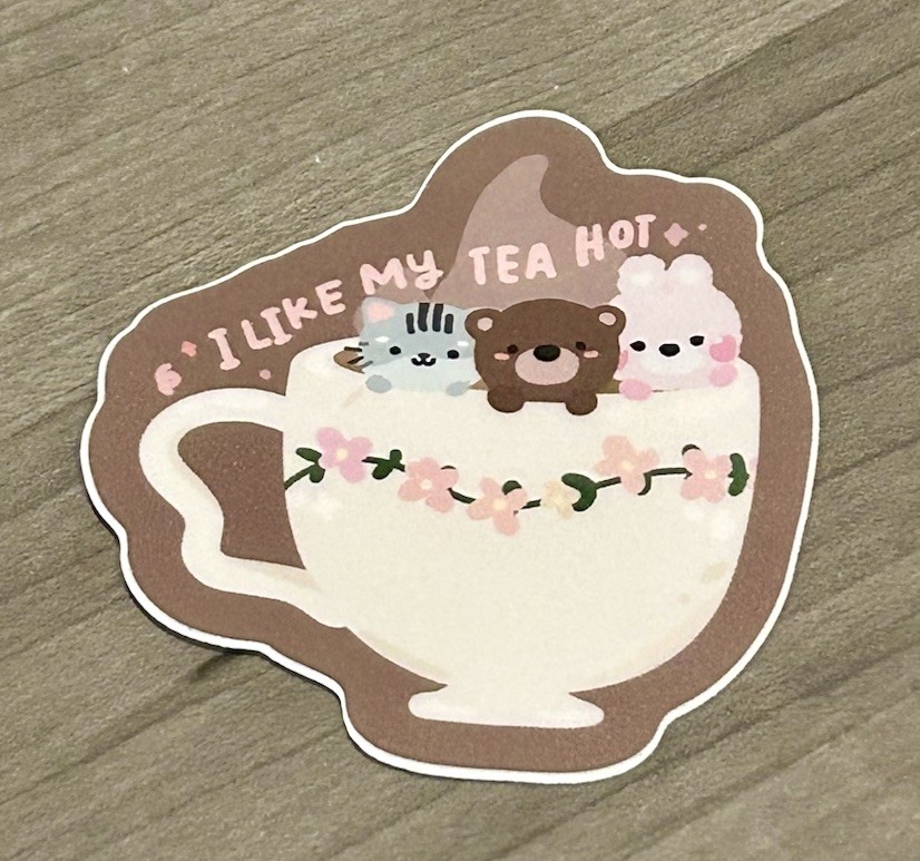 NEW PaperKumaCo “I Like My Tea Hot” Vinyl Sticker Paper Kuma Co
