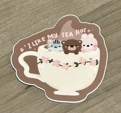 NEW PaperKumaCo “I Like My Tea Hot” Vinyl Sticker Paper Kuma Co