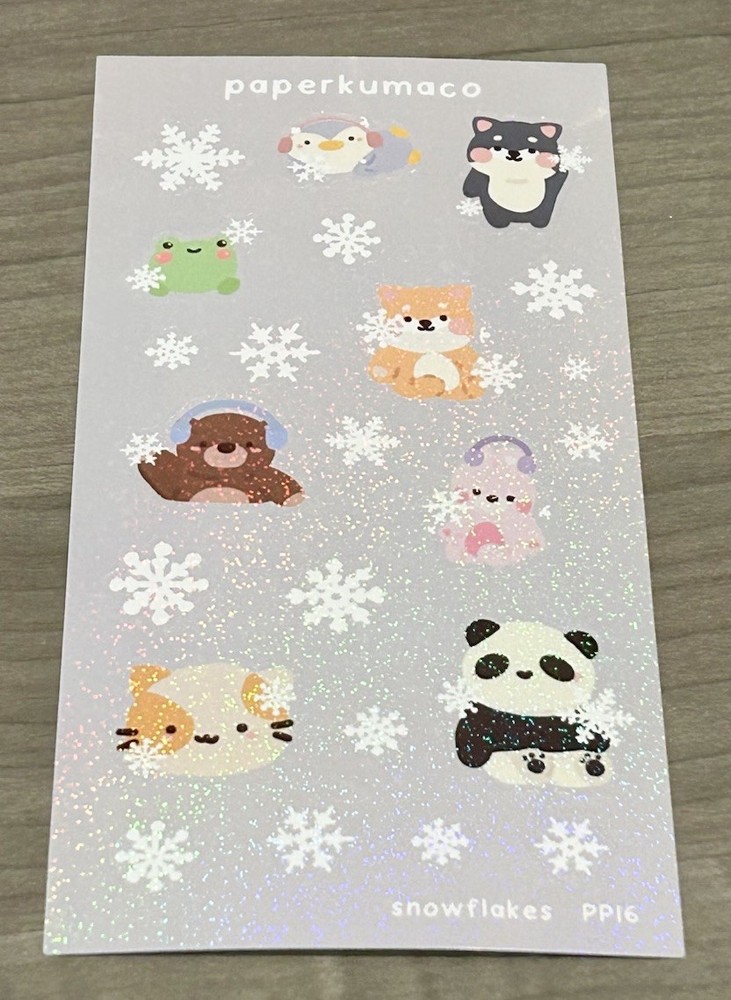 NEW PaperKumaCo Snowflakes ❄️ Sticker Sheet Paper Kuma Co PKC Stickers