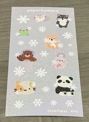 NEW PaperKumaCo Snowflakes ❄️ Sticker Sheet Paper Kuma Co PKC Stickers
