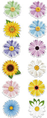 🌼48 Lg 1.5″ FLOWER STICKERS Daisy Sunflower floral gerbera gerber Spring Summer