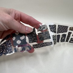 Black Gray Floral Flower Collage Sticker Roll Junk Journaling Scrapbooking