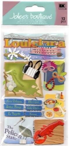 JOLEE’S BOUTIQUE LOUISIANA 12 PC STICKERS 3D SCRAPBOOK CRAFT VACATION TRAVEL
