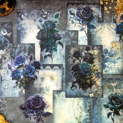 Vintage Rose Blooms Scrapbook Paper PET Stickers Junk Journals Album DIY Collage