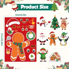 24 Sheets DIY Christmas Stickers Stocking Stuffers Games Activity Party Favors