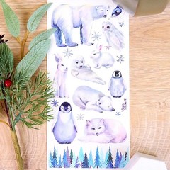 Snow Animal Stickers – Violette Stickers – 1 Winter Sticker Sheet for Crafts
