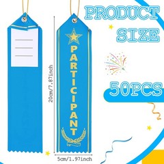 50 PCS Participant Award Ribbons 8×2 Inch Prizes For School Competition