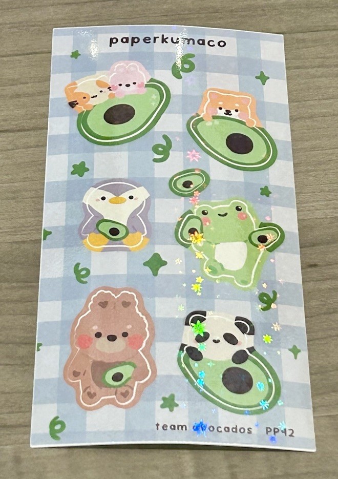 NEW PaperKumaCo “Team Avocados” 🥑 Sticker Sheet Paper Kuma Co Stickers