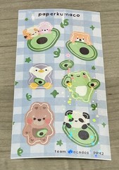 NEW PaperKumaCo “Team Avocados” 🥑 Sticker Sheet Paper Kuma Co Stickers