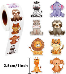 1000 PCS Forest Animal Stickers for Kids,1 Inch Reward Sticker in 16 Patterns,Te