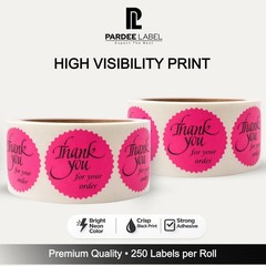 Thank You For Your Order Stickers- Neon Pink 2″ Starburst 250/Roll