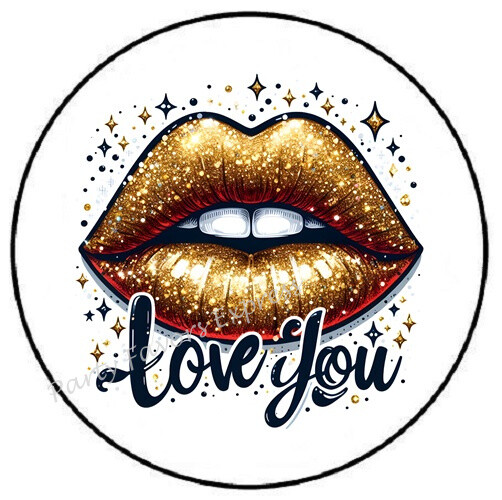LOVE YOU GOLD LIPS ENVELOPE SEALS LABELS STICKERS PARTY FAVORS